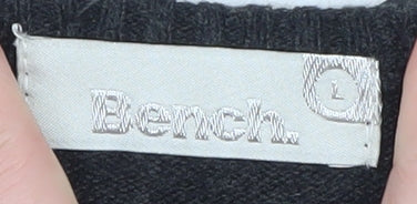 Bench Womens Black L Knit Pullover Jumper Long Sleeve Round Neck