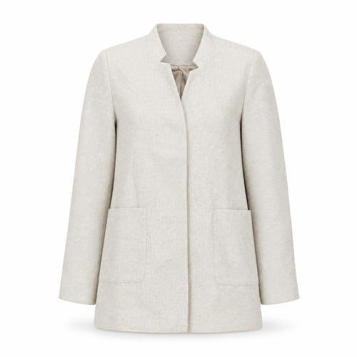 Zara Women Beige Linen Blazer Jacket Size S Casual Mid-Length