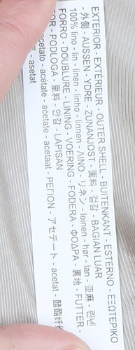 Zara Women Beige Linen Blazer Jacket Size S Casual Mid-Length