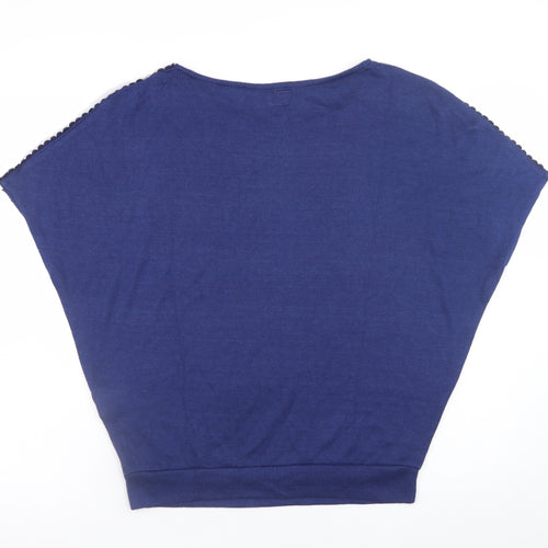 ONLY Blue Women's S Sequin Shoulder Short Sleeve Jumper