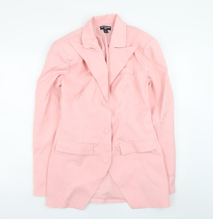 PrettyLittleThing Women’s Pink Slim Fit Belted Blazer UK 10