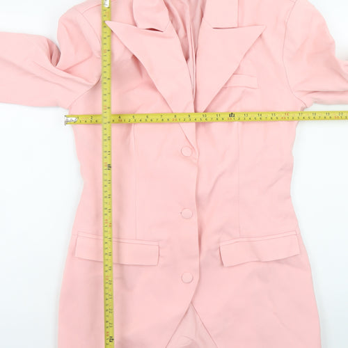 PrettyLittleThing Women’s Pink Slim Fit Belted Blazer UK 10