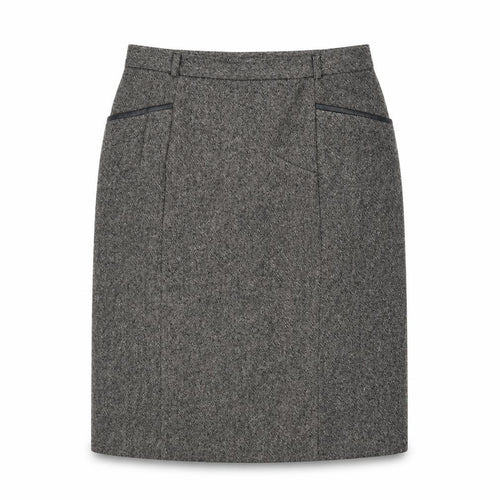 Viyella Women Brown Wool Tweed Knee Length Pencil Skirt UK 16
