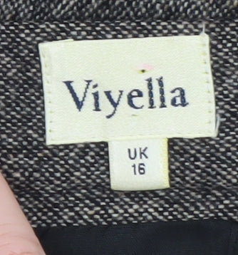 Viyella Women Brown Wool Tweed Knee Length Pencil Skirt UK 16
