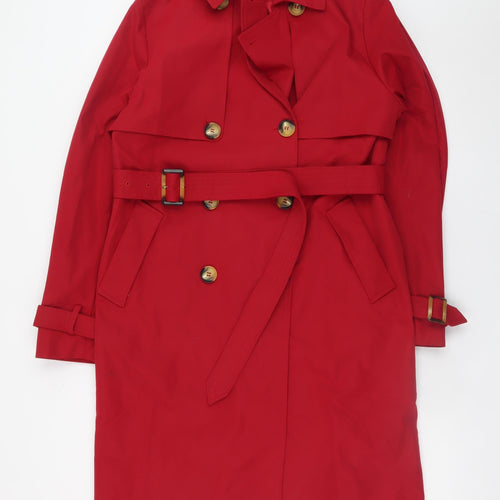 Orolay Womens Red Long Trench Coat Belted Classic L