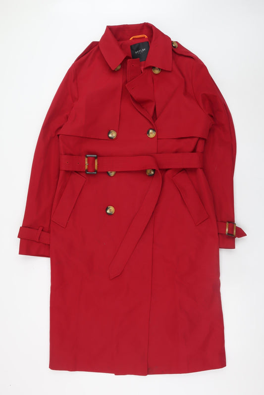 Orolay Womens Red Long Trench Coat Belted Classic L