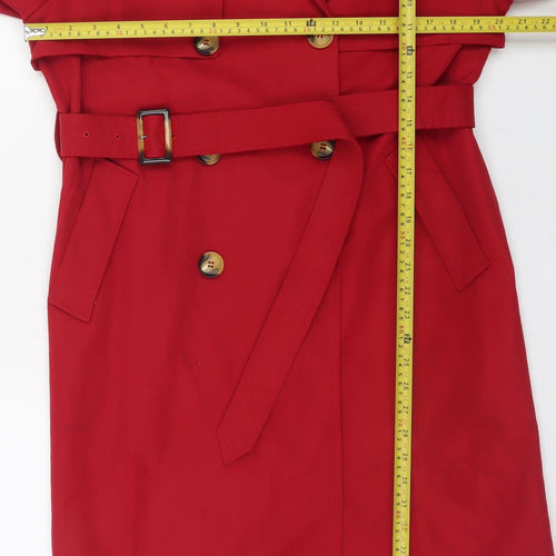 Orolay Womens Red Long Trench Coat Belted Classic L