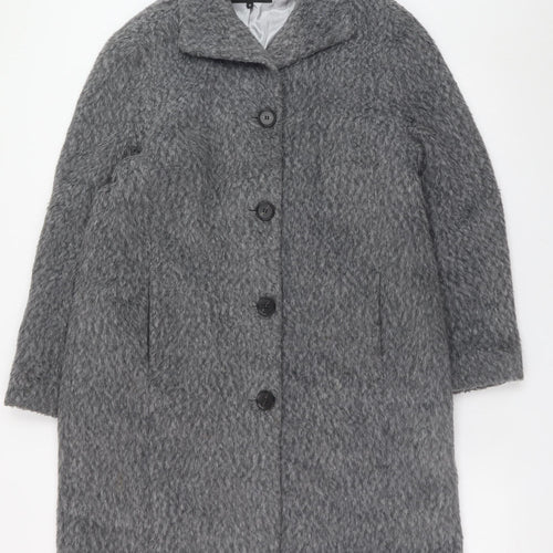 Four Seasons Women’s Grey Wool Look Overcoat Size S Lined Classic Style
