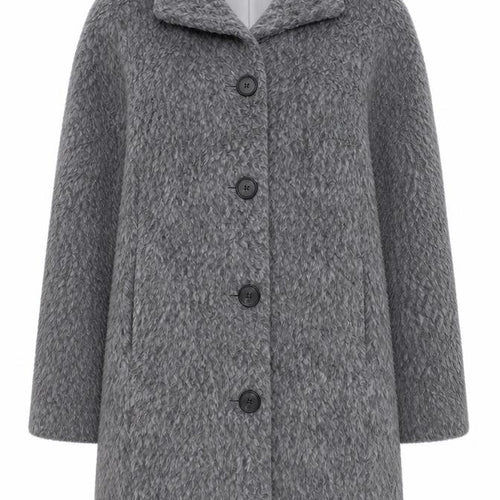Four Seasons Women’s Grey Wool Look Overcoat Size S Lined Classic Style