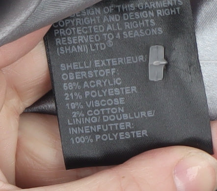 Four Seasons Women’s Grey Wool Look Overcoat Size S Lined Classic Style