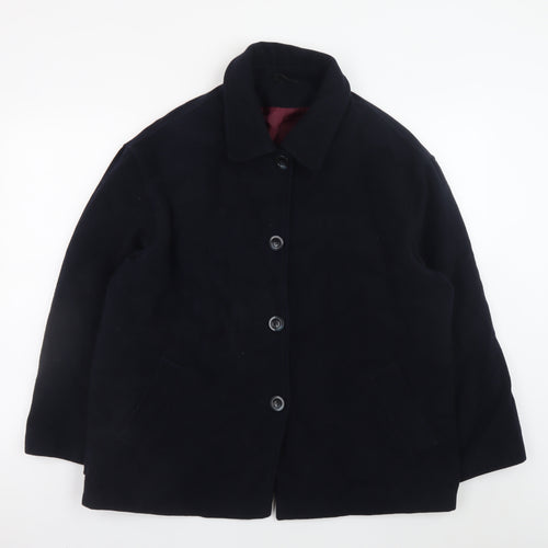 Dorothy Perkins Women's Black Wool Cashmere Blend Overcoat UK 14