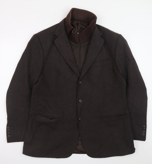 Marks and Spencer Men's Brown Wool Blend Blazer 42 Short Classic Fit