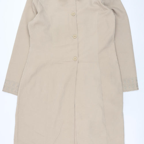 MishMash Designs Women's Beige Long Overcoat Size 10 Polyester