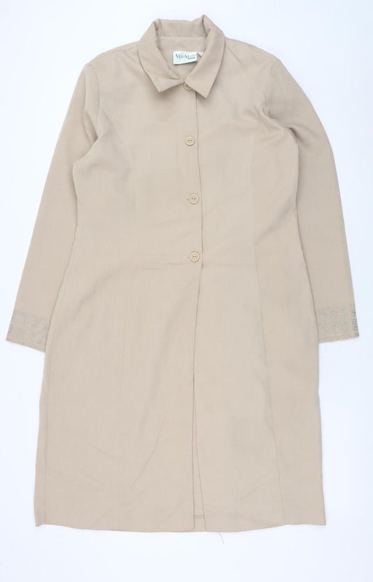 MishMash Designs Women's Beige Long Overcoat Size 10 Polyester