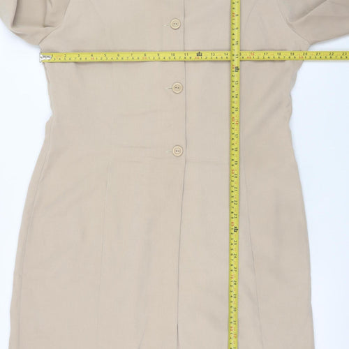 MishMash Designs Women's Beige Long Overcoat Size 10 Polyester