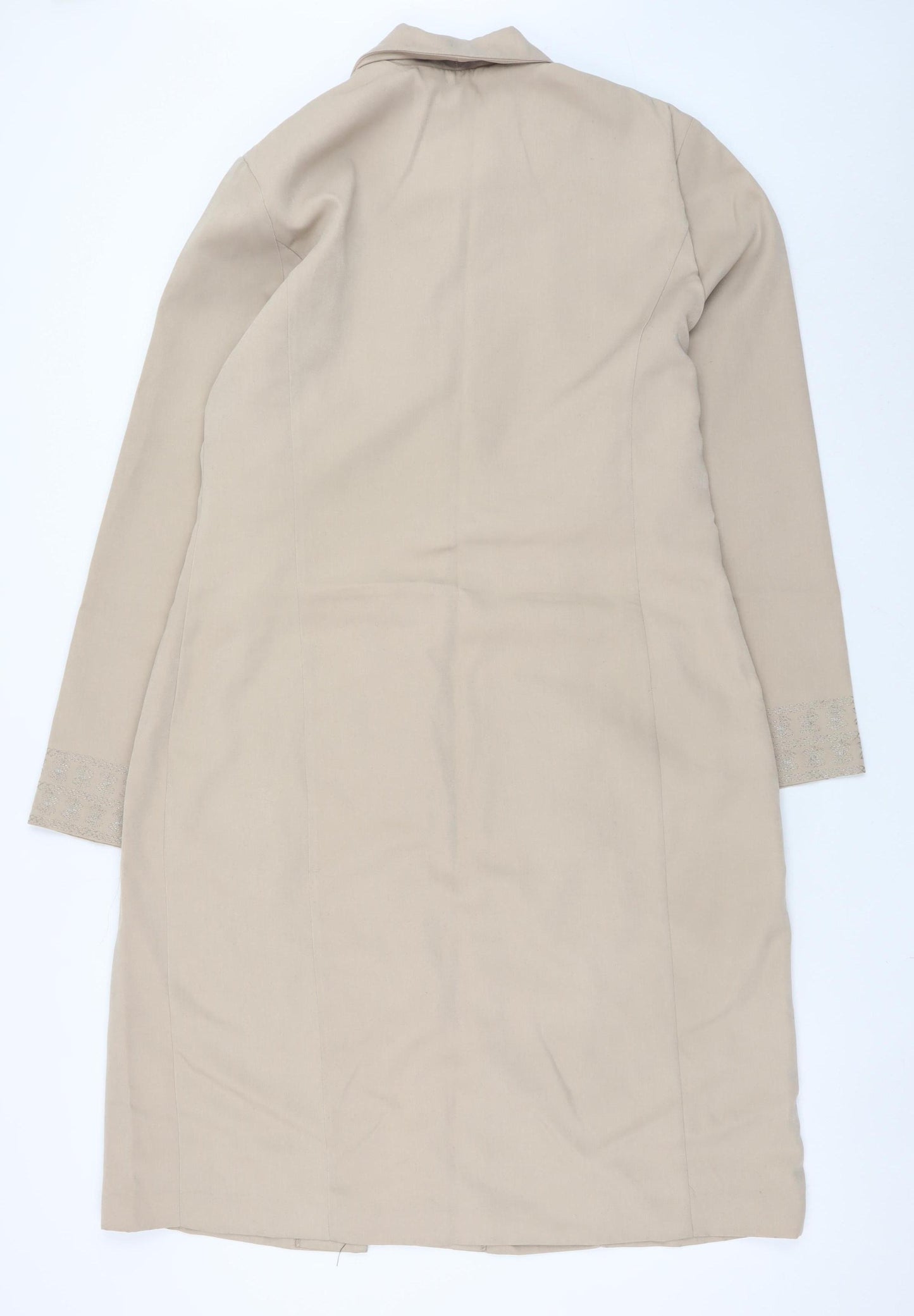 MishMash Designs Women's Beige Long Overcoat Size 10 Polyester