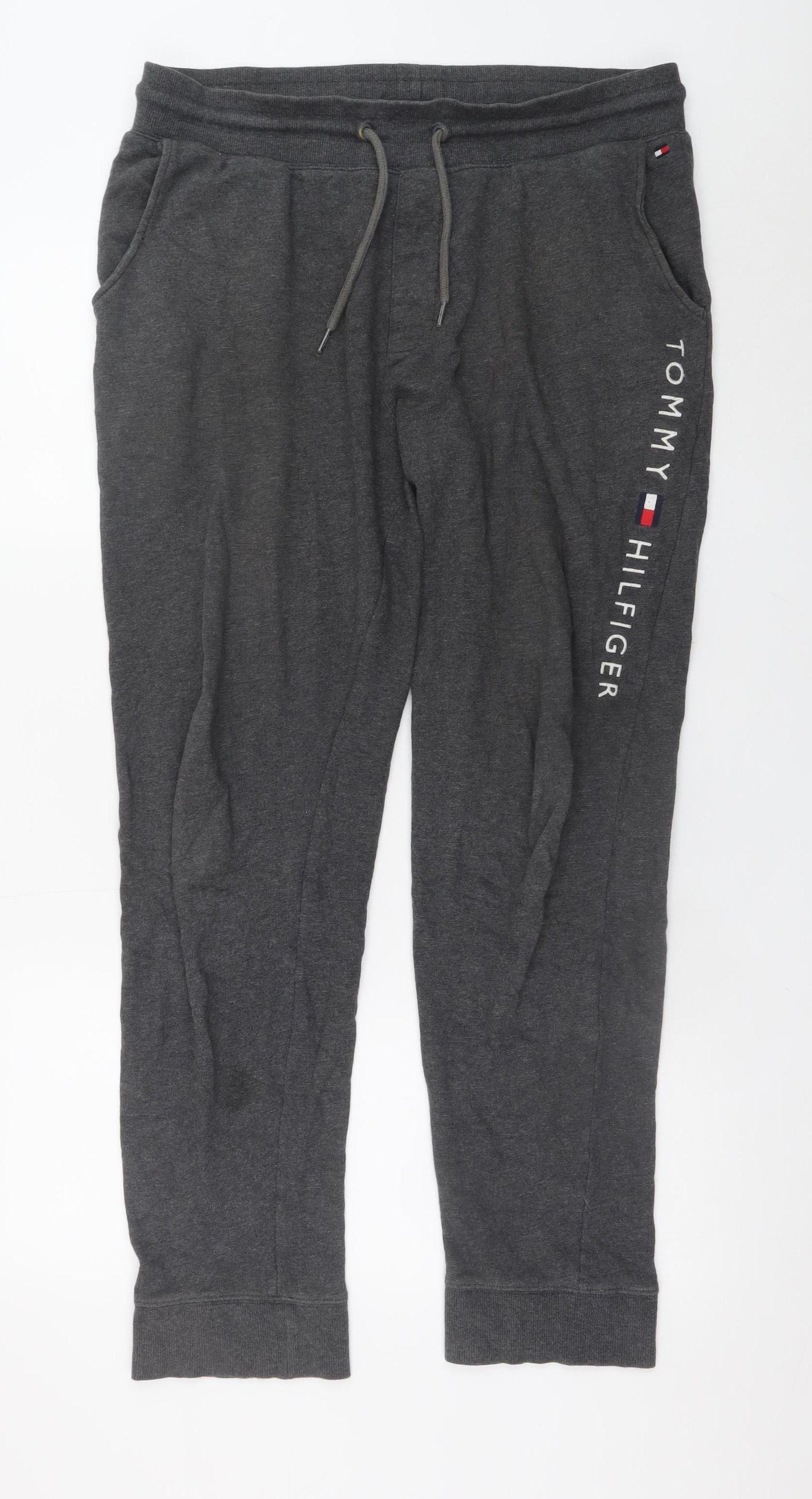 Tommy Hilfiger Men's Grey Joggers L Elastic Waist Cotton Blend Sweatpants