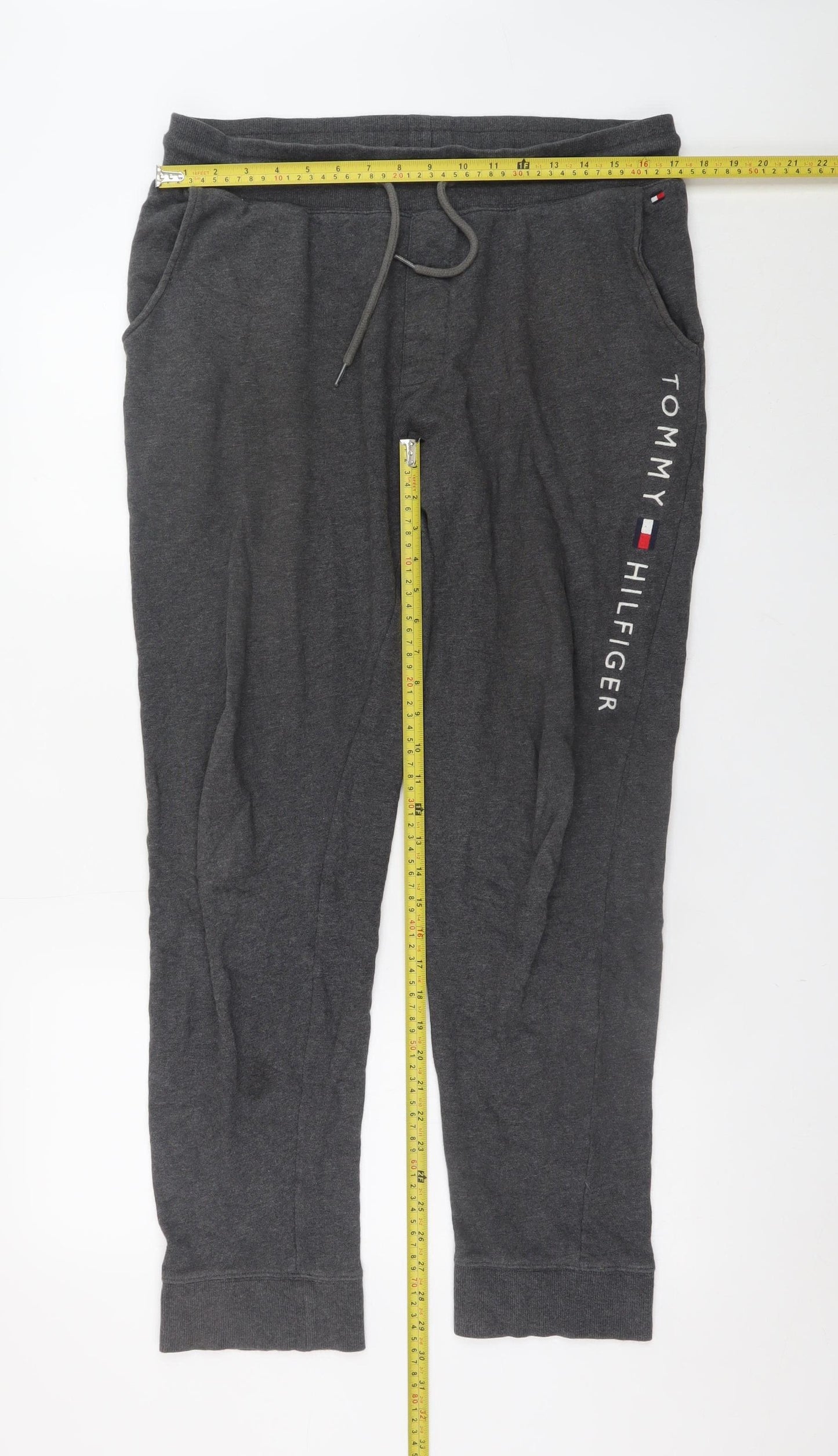 Tommy Hilfiger Men's Grey Joggers L Elastic Waist Cotton Blend Sweatpants