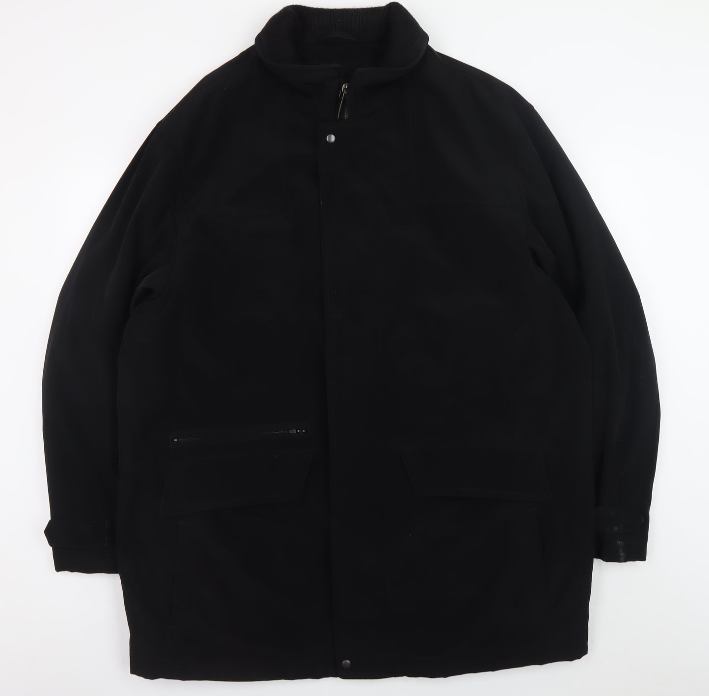 Marks and Spencer Men's Black XL Water Resistant Mid-Length Overcoat