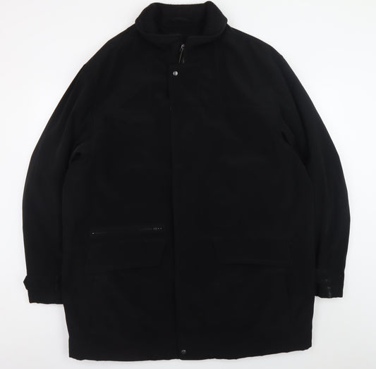 Marks and Spencer Men's Black XL Water Resistant Mid-Length Overcoat