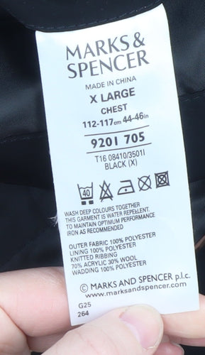 Marks and Spencer Men's Black XL Water Resistant Mid-Length Overcoat