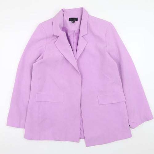 New Look Women Purple Blazer UK 14 Mid-Length Lined Jacket