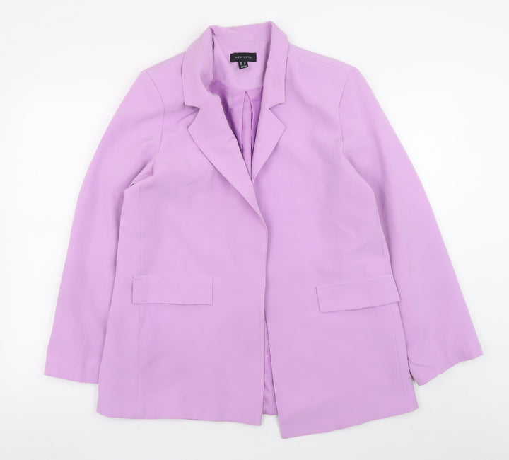 New Look Women Purple Blazer UK 14 Mid-Length Lined Jacket
