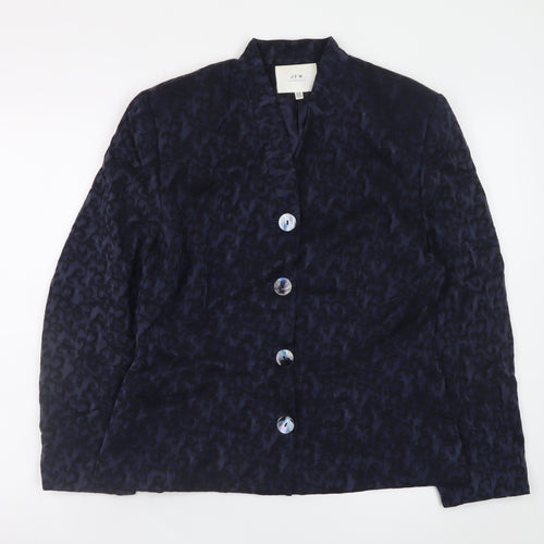JFW Collection Women's Blue Velvet Button Blazer Size 12