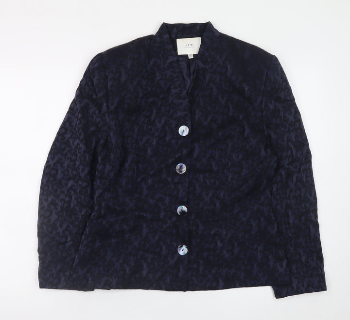 JFW Collection Women's Blue Velvet Button Blazer Size 12