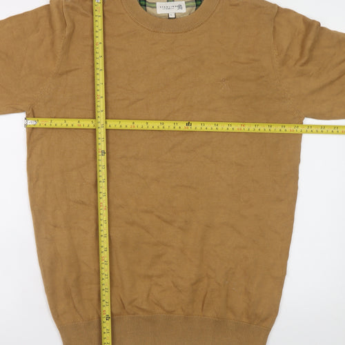 Sterling Men's Beige Cotton Crew Neck Pullover Jumper L