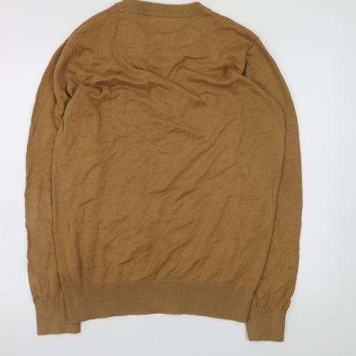 Sterling Men's Beige Cotton Crew Neck Pullover Jumper L