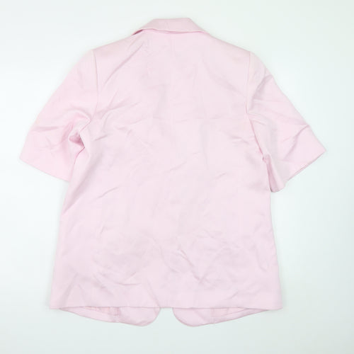 Marks and Spencer Womens Pink Blazer Size 14 Short Sleeve Cotton Blend