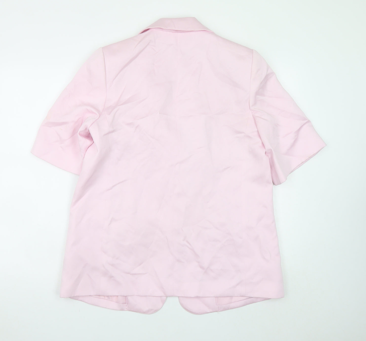 Marks and Spencer Womens Pink Blazer Size 14 Short Sleeve Cotton Blend