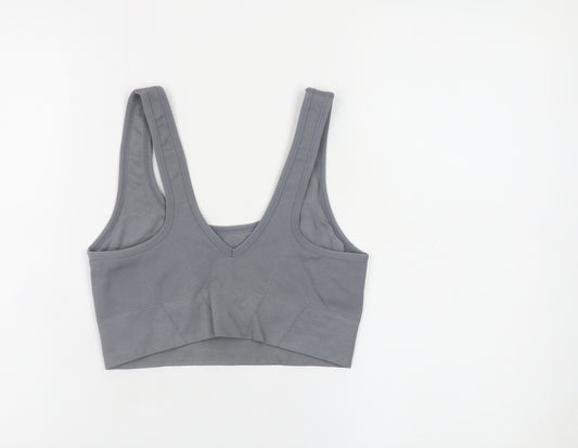 New Balance Women Grey Medium Cropped V-Neck Sports Tank Top