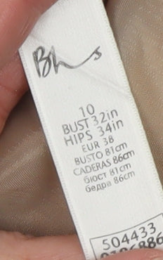 BHS Women Beige Linen Blend Sleeveless Sheath Dress Size 10