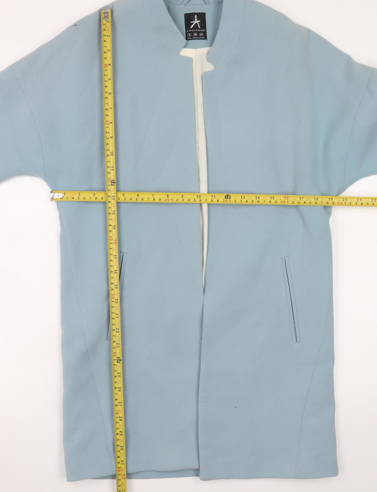 Atmosphere Women Blue Long Overcoat Size 8 Classic Lightweight