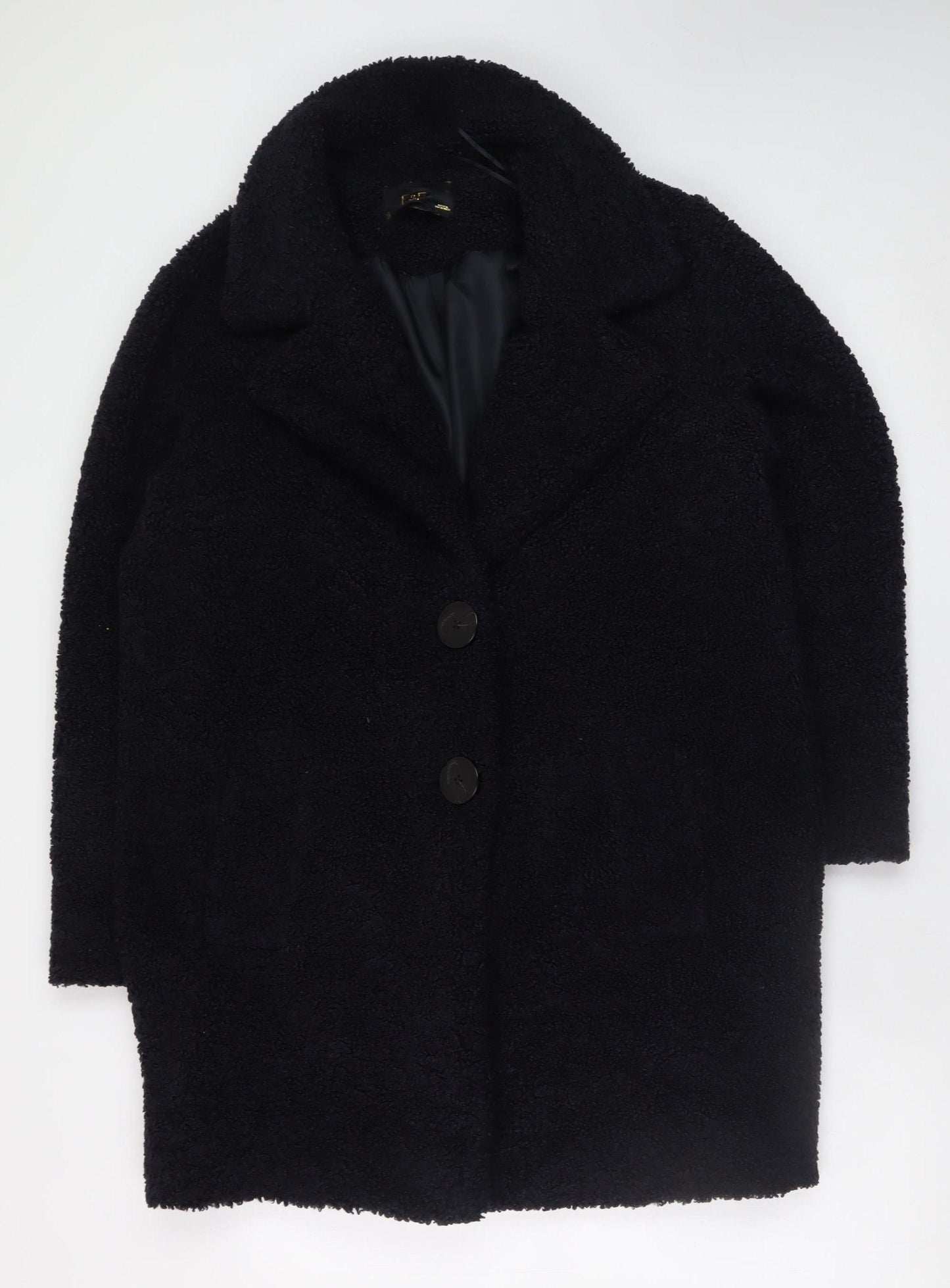 F&F Women Black Teddy Mid-Length Coat Size 10