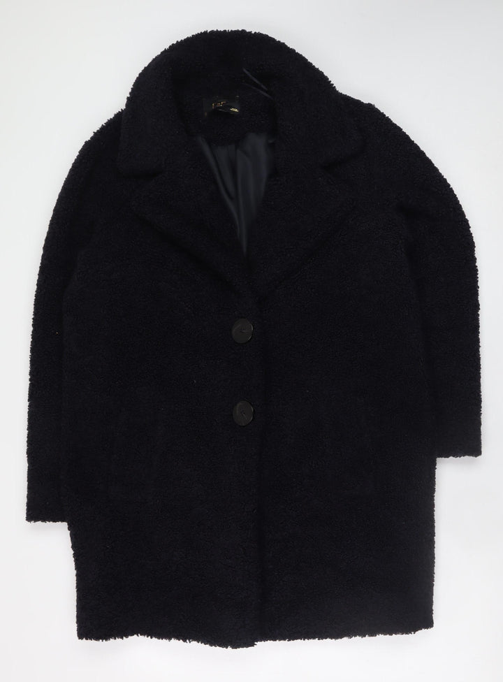 F&F Women Black Teddy Mid-Length Coat Size 10