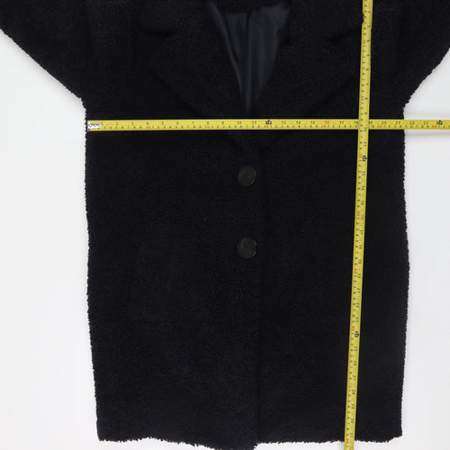 F&F Women Black Teddy Mid-Length Coat Size 10