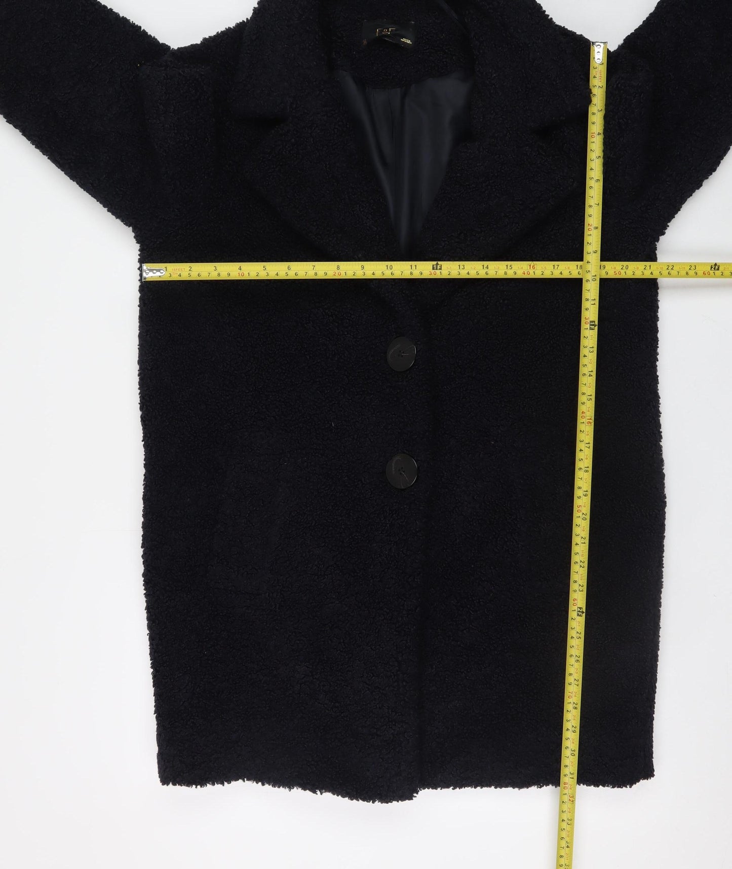 F&F Women Black Teddy Mid-Length Coat Size 10
