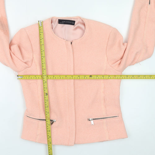 Zara Woman Pink Wool Blend Short Biker Jacket Women’s Size 12