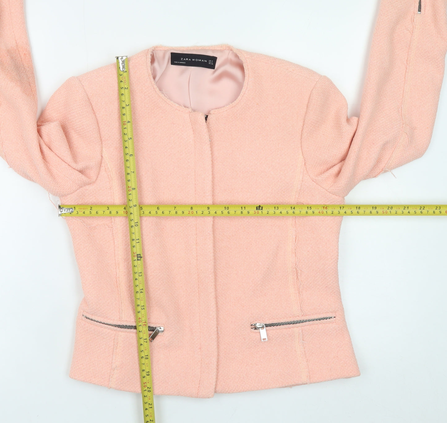 Zara Woman Pink Wool Blend Short Biker Jacket Women’s Size 12