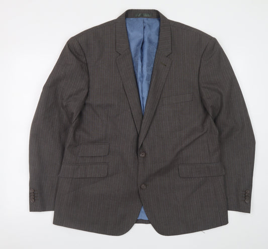 Taylor & Wright Men's Brown Pinstripe Tailored Fit Wool Blazer 44S