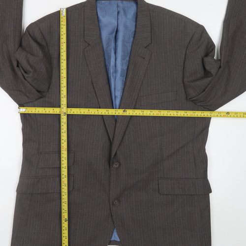 Taylor & Wright Men's Brown Pinstripe Tailored Fit Wool Blazer 44S