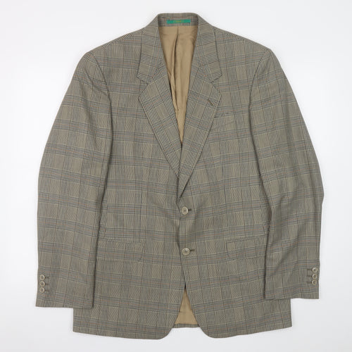 Canda Men's Brown Check Wool Blazer 38in Classic Fit Mid-Length