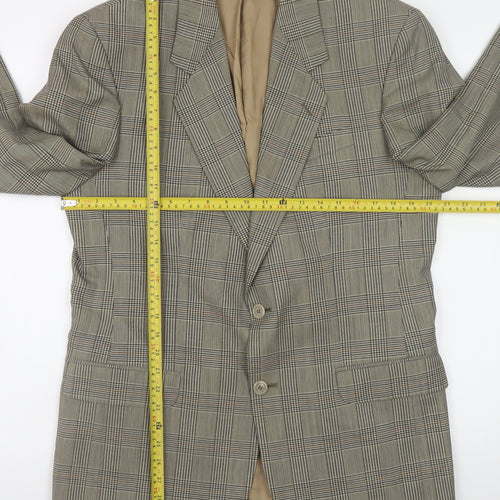 Canda Men's Brown Check Wool Blazer 38in Classic Fit Mid-Length