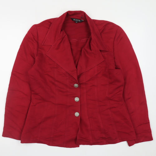 DIJON Women's Red Cotton Classic Blazer Size 12