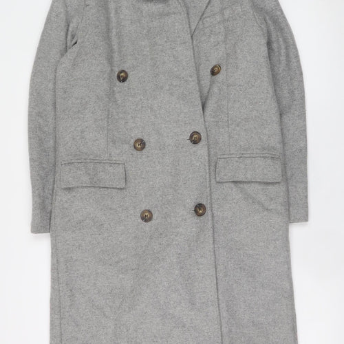 Topshop Women's Grey Wool Blend Long Overcoat Size 8