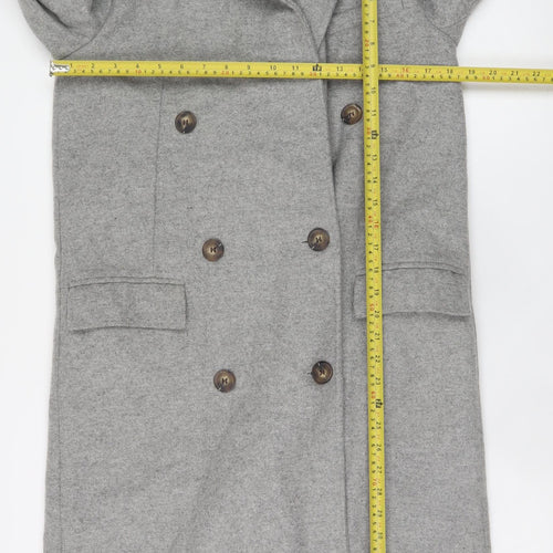 Topshop Women's Grey Wool Blend Long Overcoat Size 8
