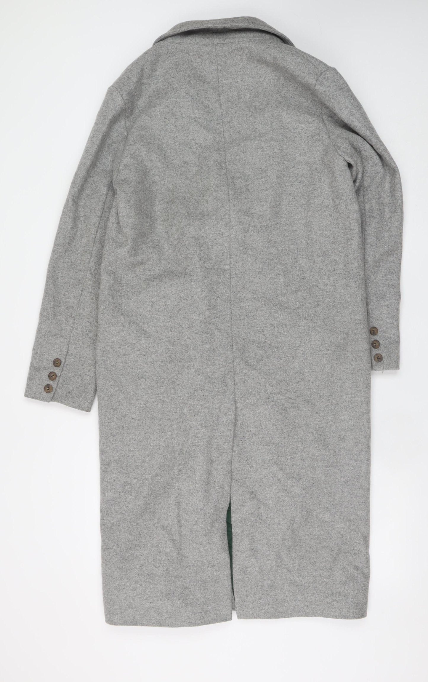 Topshop Women's Grey Wool Blend Long Overcoat Size 8